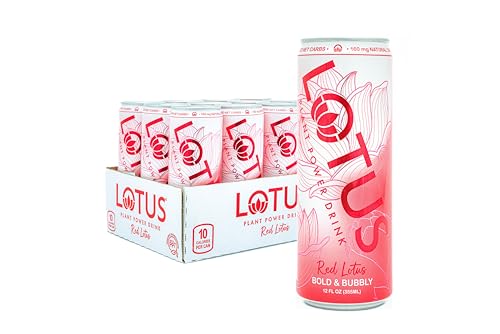 Red Lotus Plant Power Drink | Sugar Free Low Calorie | 160 mg Natural Caffeine from Green Coffee Bean | Plant-Based Ingredients | Zero Sugar | 10 Calories | 12 oz Cans | 12 Count