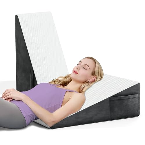 Image of MOLPHIT Bed Wedge Pillow for Sleeping, Triangle Pillow Wedge for Post Surgery, Memory Foam Wedge Pillows for Seniors/Adults, Sleeping Wedge for Back Pain Relief, Heartburn, Acid Reflux