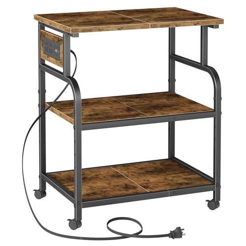 Image of YAOHUOO 3 Tier Large Printer Stand with Power Outlet /Adjustable Shelf
