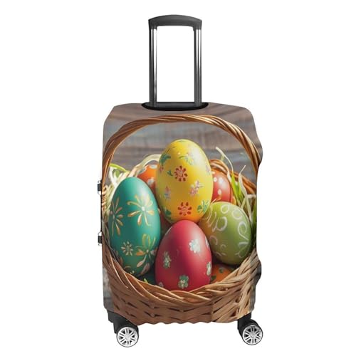 Basket And Easter Eggs Printed Luggage Cover Protector, Fits 18-32 Inch Luggage4