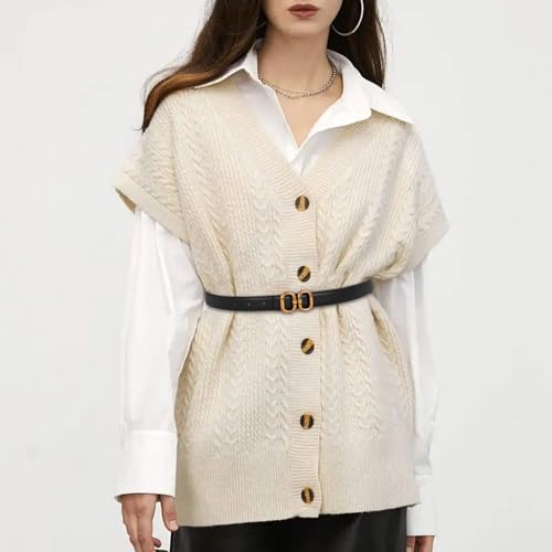 Image of Women's Fashion Classic Metal Buckle Leather Belt with Jeans Dress