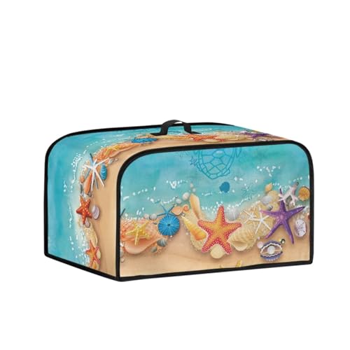 Yzaoxia Coloful Starfish Shell Dust Cover for Slow Cooker Beach Sea Pattern Rice Cooker Storage Bag with Top Handle Slow Cooker Protector