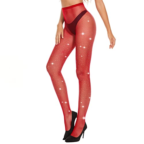 Century Star Sparkly Tights for Women Fishnet Stockings Sparkle Tights Rhinestone Sexy High Waist Glitter Fishnet Leggings