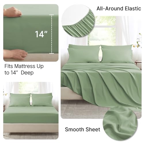 Anluoer Twin Comforter Set,Sage Green Bed in a Bag 5 Piece,Lightweight Bedding Set with Soft Down Alternative Fill,Bed Set Includes Comforter, Fitted Sheet, Flat Sheet,Pillowcase and Sham