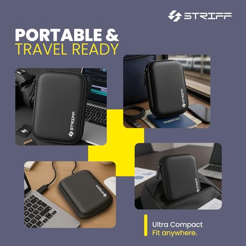 Image of STRIFF DriveGuard - Premium Shock-Resistant 2.5″ External Hard Drive Protection Pouch | Shockproof, Water-Resistant PU Travel Pouch for HDD, SSD, Hard Disk, USB Drive & Accessories | Travel Friendly