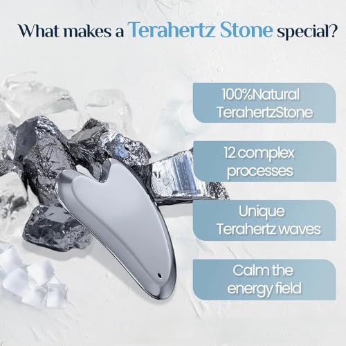 Image of Terahertz Gua Sha Facial Massager | Authentic Terahertz Stone | Face, Neck & Body Sculpting Tool for Massage & Relaxation