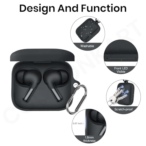 Image of Soft Silicone Case Cover for OnePlus Buds 3 with Hygiene Kit (Black)