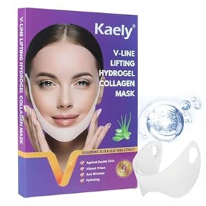 evpct 6Pcs V Line Lifting Hydrogel Collagen Mask Strap with Aloe Vera and Seaweed, Hydrating and Anti-aging