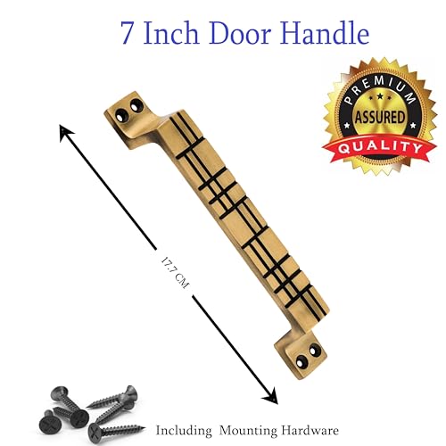 Image of Door Handle Cool Door Handles for Main Door Aluminum (7 Inch), Antique- Finish Door Handles for Home and Office for Wooden & Glass Door Handle, Pull Door Handle (Pack of 1 Pair, Brick)