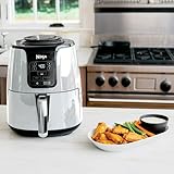 Ninja 4QT Air Fryer with Crisper Plate & Dehydrator Function – Fast, Even Cooking with Low-Fat Results, 4 Cooking Functions, Dishwasher Safe Parts, Ideal for Small Households (White)