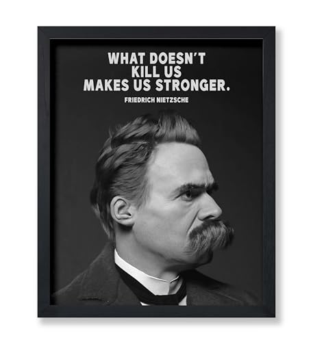 Poster Master Makes Us Stronger Poster - Friedrich Nietzsche Print - Motivational Art - Strength Quotes Art - Gift for Men & Women - Inspiring Decor for Living Room or Office - 8x10 UNFRAMED Wall Art