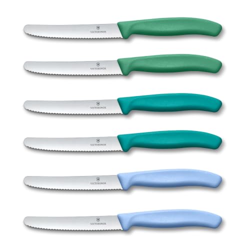 Victorinox Frühstücksmesser Set, 6-teilig, 11cm Wellenschliff, Farbig Grün – Ansicht 1