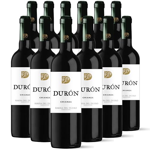 Durón – Vino Tinto Crianza 2020 Denominación de Origen Ribera del Duero, Variedad Tempranillo, 13 meses en barrica – Caja de 12 botellas x 750 ml – Total: 9000 ml
