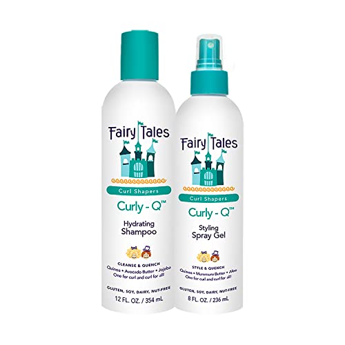 Fairy Tales Curly-Q Daily Hydrating Shampoo 12oz and Spray Gel 8oz for Kids -For Curly Hair - Paraben Free, Sulfate Free, Gluten Free, Nut Free (2 Pack)