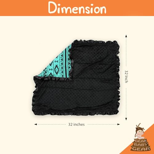 Image of Dear Baby Gear - Premium Car Seat Infant Blanket - Soft Swaddle Blanket for Baby Girls and Boys, Plush Blankets - Adorable Designs, Comfortable Fabric - Aztec, Teal and Black (32 x 32 inches)