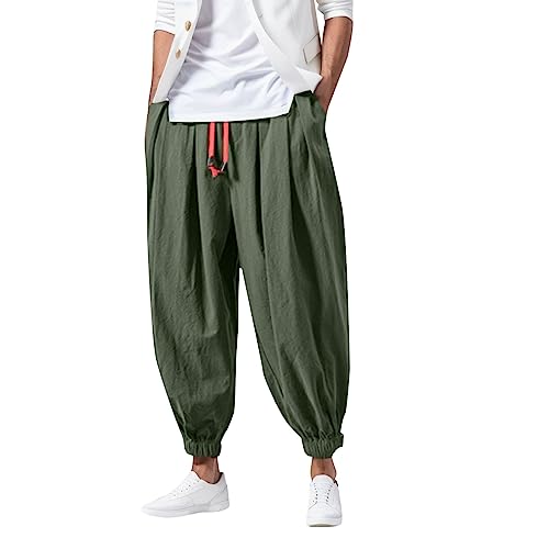 Mens Tapered Work Pants 2025 Plus Size Baggy Harem Pants Comfort Elastic Waist Casual Jogger Pant Streetwear Clothes