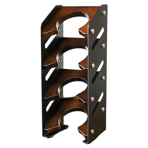 BEAZOOM Soporte para filtro de café de 4 ranuras para almacenamiento de cestas de espresso de 51 mm a 58 mm, estante de exhibición de acero al carbono y madera de nogal, color negro