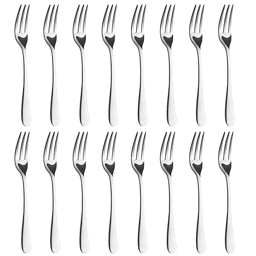 BEWOS 16 Stück Gabeln Set, Eisenhaltig Edelstahl Kuchengabeln Set, 5.55 Zoll Gabel, Spiegel Poliert, Silberwaren Dessertgabeln Für Jeden...