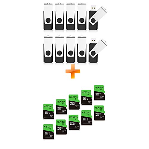 KEXIN 100 Pack 128MB Flash Drive + 10 Pack 32G Micro SD Card