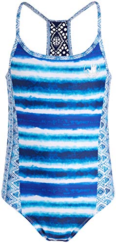 Body Glove Girls One-Piece Swimsuit Bathing Suit in Solids or Prints, Blue Stripes, Size 10