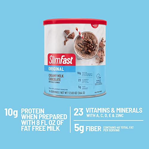 Slimfast Original Meal Replacement Powder, Creamy Milk Chocolate, Weight Loss Shake Mix, 10G Of Protein, 14 Servings (Pack Of 3) (Packaging May Vary) #TOP4