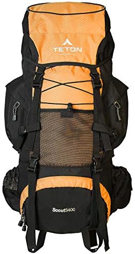 TETON Sports Scout 3400 Internal Frame Backpack; High-Performance Backpack for Backpacking, Hiking, Camping; Mecca Orange
