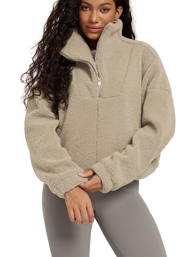 ODODOS Women's Sherpa Fleece Half-Zip Pullover - Cozy Warm Long