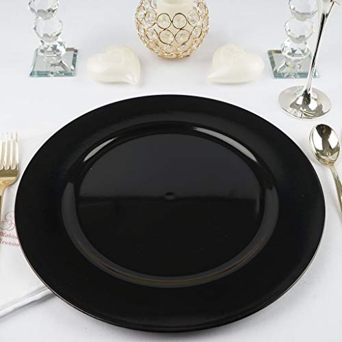 Set de 24 platos cargadores redondos 13 pulgadas negro miniatura 2