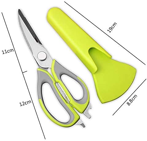 Kitchen Scissors Kitchen Shears Fashion Stainless Steel Multifunction Demountable Cover(Black Green)