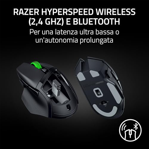 Basilisk V3 X HyperSpeed - Mouse wireless da gaming personalizzabile (9 comandi personalizzabili, HyperSpeed Wireless e BT, Sensore ottico avanzato 5G da 18K, Tecnologia Chroma RGB) Nero - Mouse gaming - Immagine 3