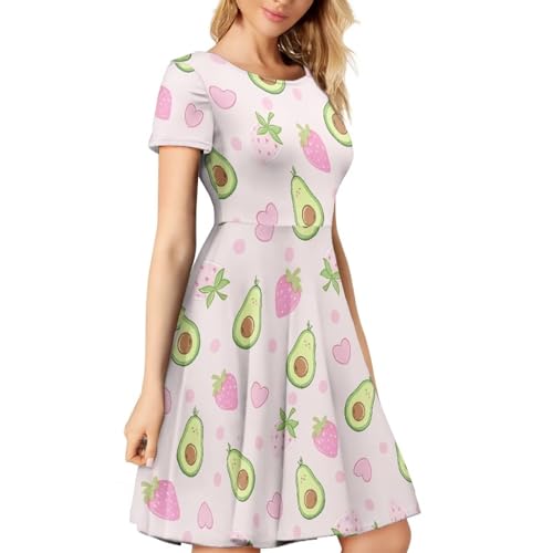 Image of AFPANQZ Womens Casual Summer Lightweight Vintage Dress Short Sleeve Midi Dress Knee-Long Luxury Formal Dress