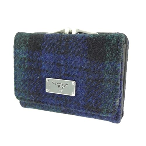 Image of Glen Appin Harris Tweed 'Unst' Small Purse in Deep Pink Tartan Wallet Birthday Gift (Black Watch)