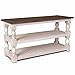 Sunset Trading Rustic French Sofa Distressed Solid Wood | Living Room TV Stand Console Table, Cottage White and Brown