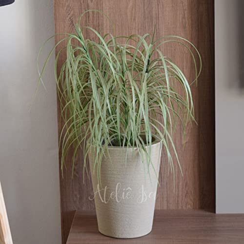 Vaso Planta Decorativo Jardim Polietileno Coluna Redonda 23x28 Cor:Bege
