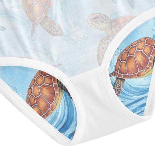 Toddler Girl Briefs, Watercolor Sea Turtles Girls' Cotton Brief Underwear, 2–8 Years4
