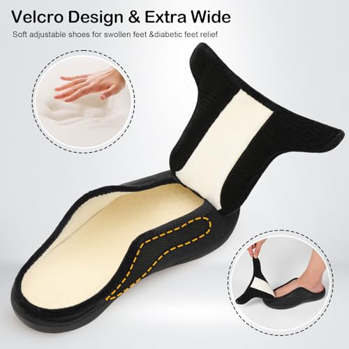 LeIsfIt Mens Slippers Wide Diabetic House Slippers Adjustable Slip On Warm Bedroom House Shoes for Edema Swollen Feet Indoor Outdoor Slipper2