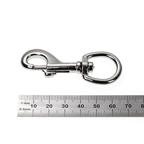 Ganzoo Karabiner-Haken mit Drehgelenk für Hunde-Leine, Wirbelkarabiner aus legiertem Stahl, Silber, 68 mm Länge, 16 mm Öse, 2er Set für Paracord 550, Gurtband, DIY, Schlüsselanhänger