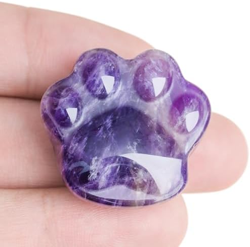Amethyst Cat Crystal Worry Stone, Natural Healing Stone Gift | Na...