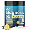 Magnesio Completo Polvere 450g Magnesio Complex 5 in 1 Alto Dosaggio e Biodisponibilità con Bisglicinato Citrato Malato Taurato Pidolato Gusto Limone Vegan Senza Nichel Zucchero Soia Glutine Lattosio