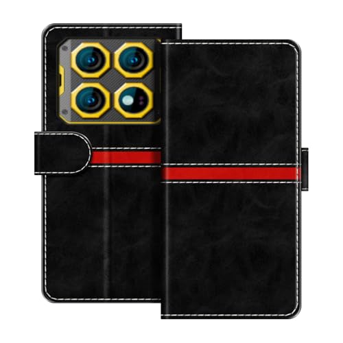 ESACMOT ���U�[�E�H���b�g�P�[�X Oukitel WP60 �Ƃ̌݊������� ���X�g���C�v�f�U�C�� �J�[�h���[�t�� �}�O�l�b�g���蒠�^�J�o�[ (�u���b�N)