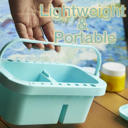 Image of SEVENY Paint Brush Cleaner, Holder & Organizer with Palette, Blue | Trays & Rinser Included, For Acrylic Paint, For Watercolor Paints, For Water-Based Paints