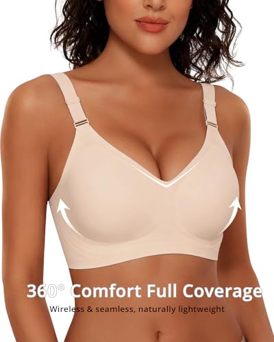 Image of Gailife Womens Jelly Comfortable Bras for Women No Underwire Supportive Bra | Wireless Bra Seamless Bralette Push Up,Soft Tshirt Bras,Mesh V /V Neck,U-back /X-back,Breathable Semi-fixed Pads,Bra Extender