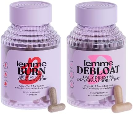 Burn & Debloat Capsule Bundle - Metabolism & Fat Burning + Debloat Capsules for Bloating & Gas Relief, Probiotics & Prebiotics - Gluten Free, Non-GMO - 60 Ct. Each