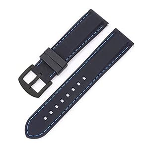 ZXF Horlogebanden, 16mm 18mm 20mm 22mm 24mm Sport Siliconen Watch Band Universele Quick Release Polsband Band Bracelet (Band Color : Black blue line B, Band Width : 24mm)
