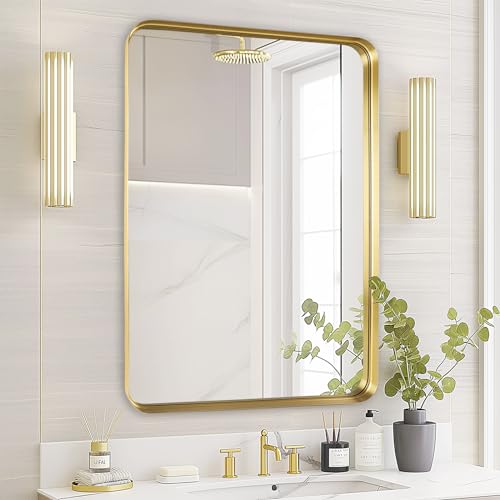 Fabuday Gold Mirror Bathroom Wall - Over Sink 36x24 Inch Rectangle Framed Brushed Mirror, Large Gold...