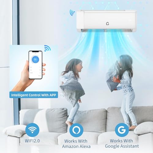 Image of GarveeHome 12000 BTU Inverter Split System Air Conditioners, 22 SEER2 Mini Split AC /Heating System, Ductless Heat Pump Wall Mount AC Unit Cool Up to 750 Sq. Ft, Installation Kits, 115V