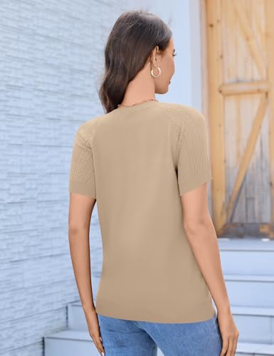 FreshNight Women's 2025 Short Sleeve Cardigan Button Up Hollowed Out Crewneck Shrug Sweaters Knit Sweater Tops Lightweight4