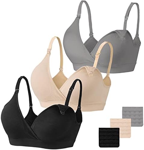 Vinfact Nursing Bra 3 Pack Seamless V Neck Maternity Bra Women Pregnancy Breastfeeding Bra