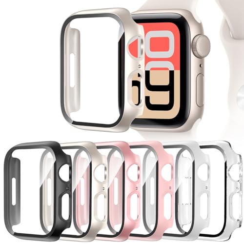 HAANILKYI 6 Stück Schutzhülle mit Displayschutzfolie Kompatibel mit Apple Watch SE 3(2025) / SE 2 Series 6 5 4 40mm Rundum Ultradünne Hard Hülle Kratzfest Schutzhülle für iWatch 40 mm