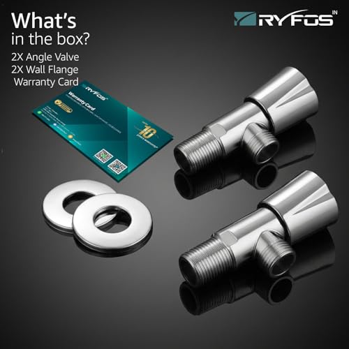 Image of India's 1st Lifetime Support Brand, R4010AV, SS-304 Grade Angle Valve | Angle Cock for Bathroom With Wall Flange | Valve for Geyser | Bathroom Tap | (Chrome Finish, 2-Piece)